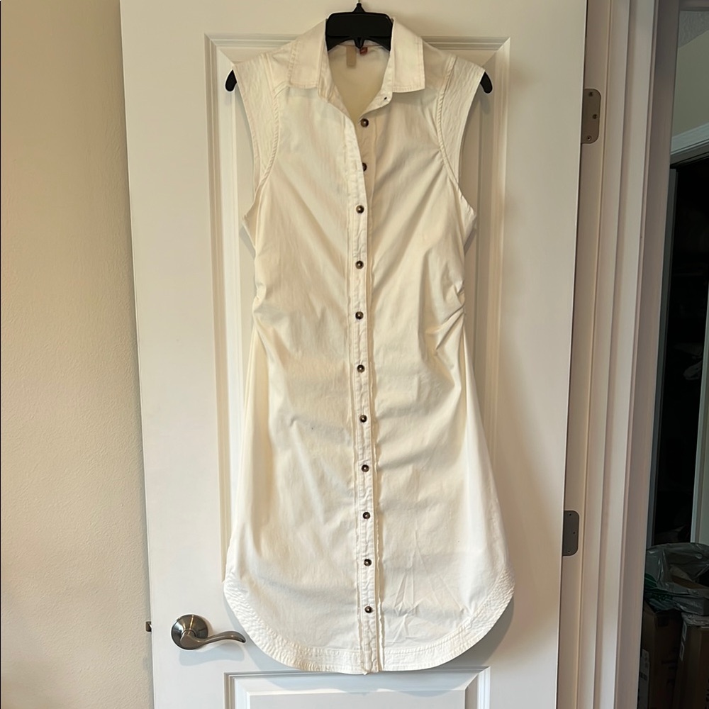 Pilcro by Anyhropologie Sleeveless White Button-Down Dress